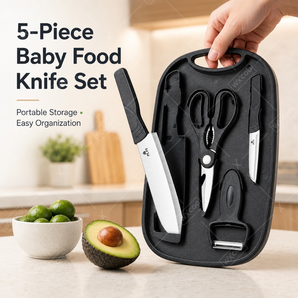 Baby Food Knife Set - Set Pisau Persiapan Makanan Bayi, Papan
