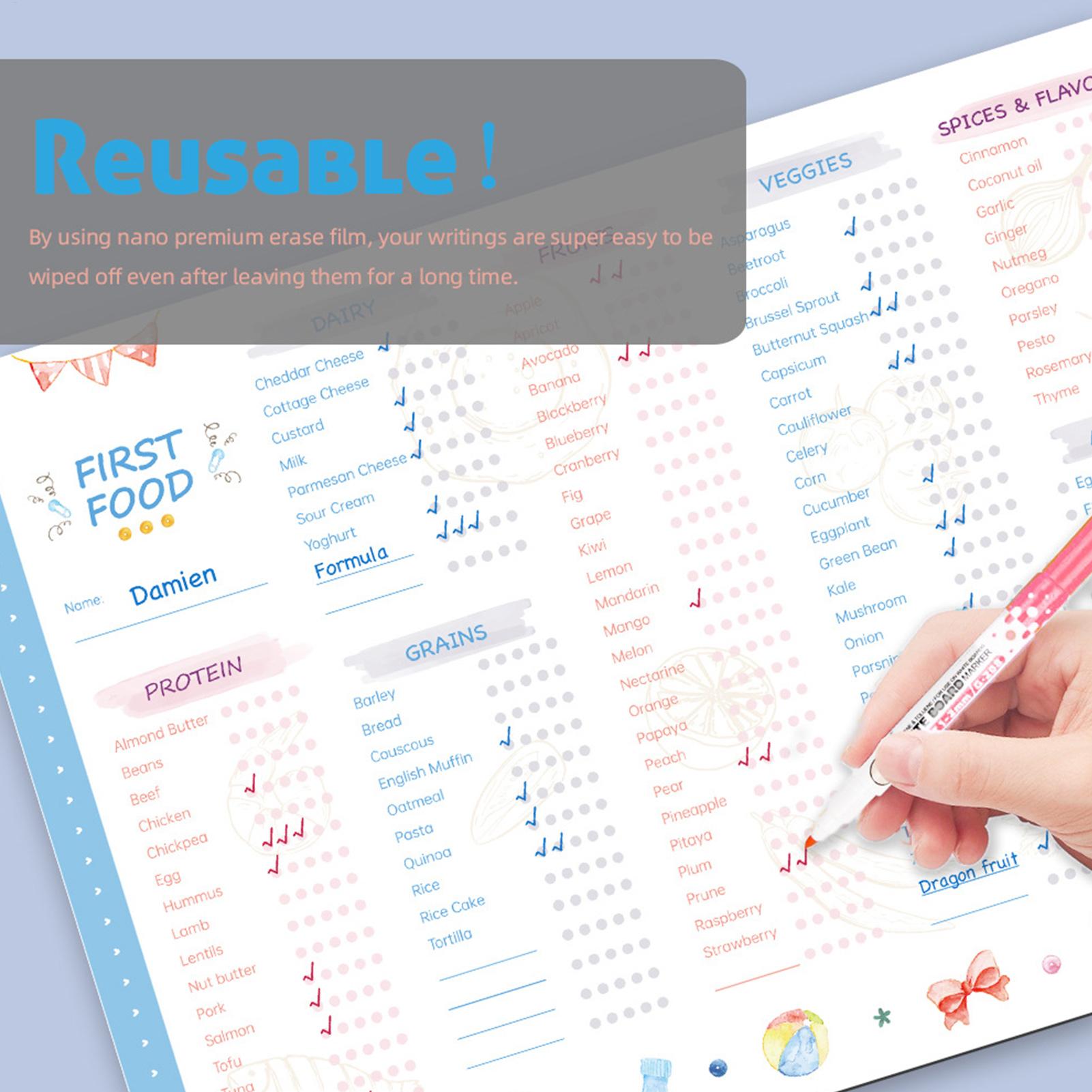 Baby Food Schedule - Daftar Periksa Makanan Pertama Bayi Magnetik,