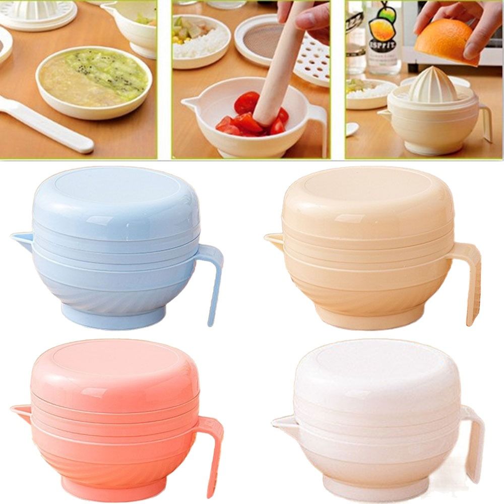 Baby Food Bowl - 7Pcs Set Mangkuk Penggiling Makanan Portabel,