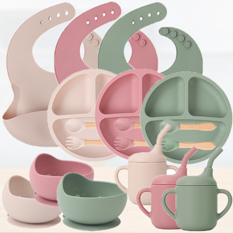 Baby Food Bowl - Set peralatan makan silikon anak-anak, Set