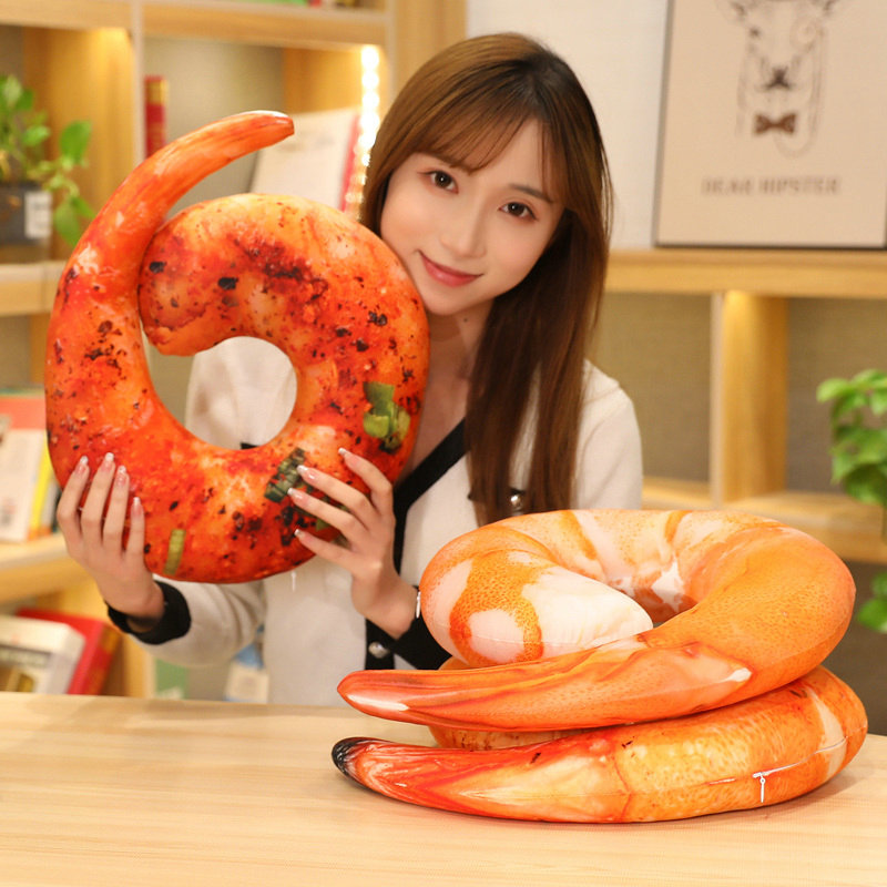 Baby Food Shrimp - Bantal hewan udang kartun 40cm, mainan