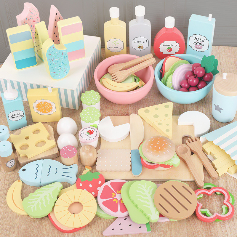 Baby Food Cooking Set - Mainan Dapur Berpura-pura Kayu Bermain Makanan