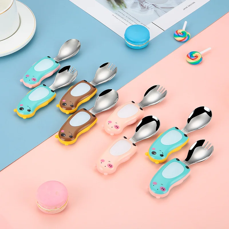Baby Food Knife Set - 304 Set Peralatan Makan Portabel Anak-anak
