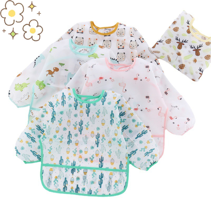 Celemek Bayi Kartun Silikon 0- - Bib Long Sleeve ulasan dan harga