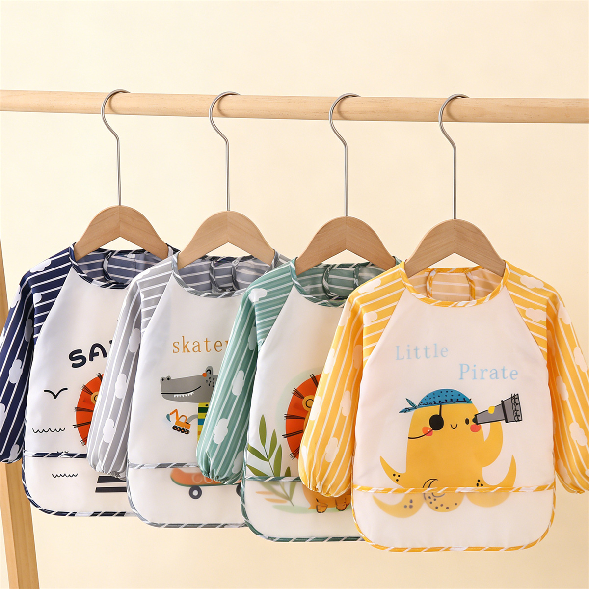 2 Buah Celemek Bayi Lengan Pan - Bib Long Sleeve ulasan dan harga