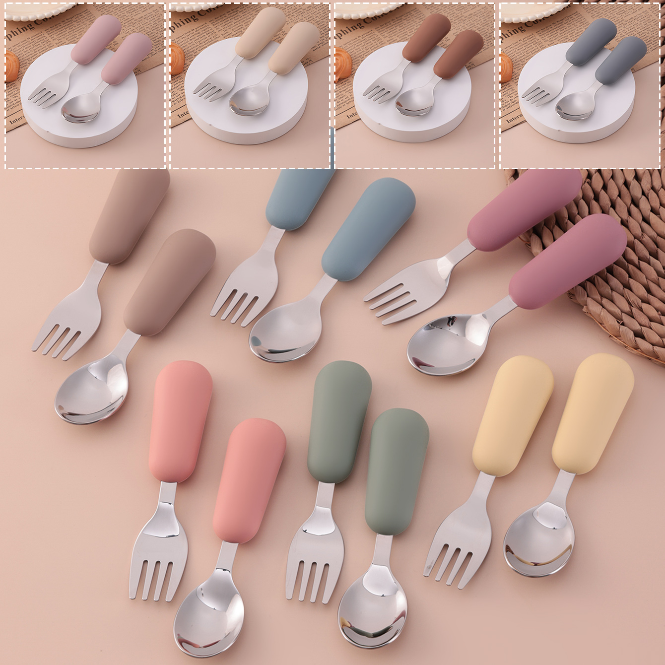 Warna Anak 2 Buah Sendok Garpu - Baby Food Utensil ulasan dan harga