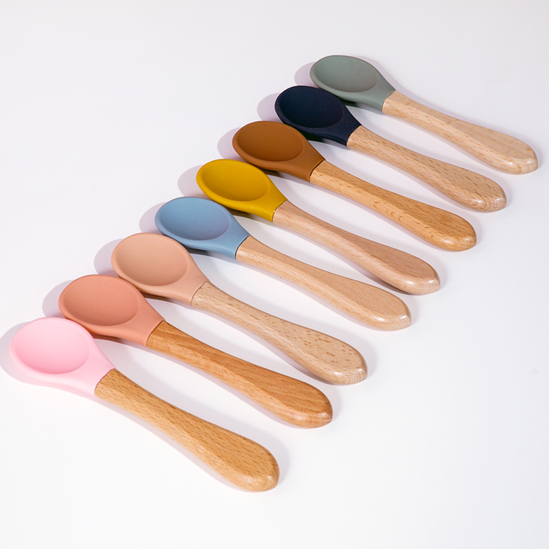 Memberi Makan Pegangan Kayu Se - Baby Food Utensil ulasan dan harga